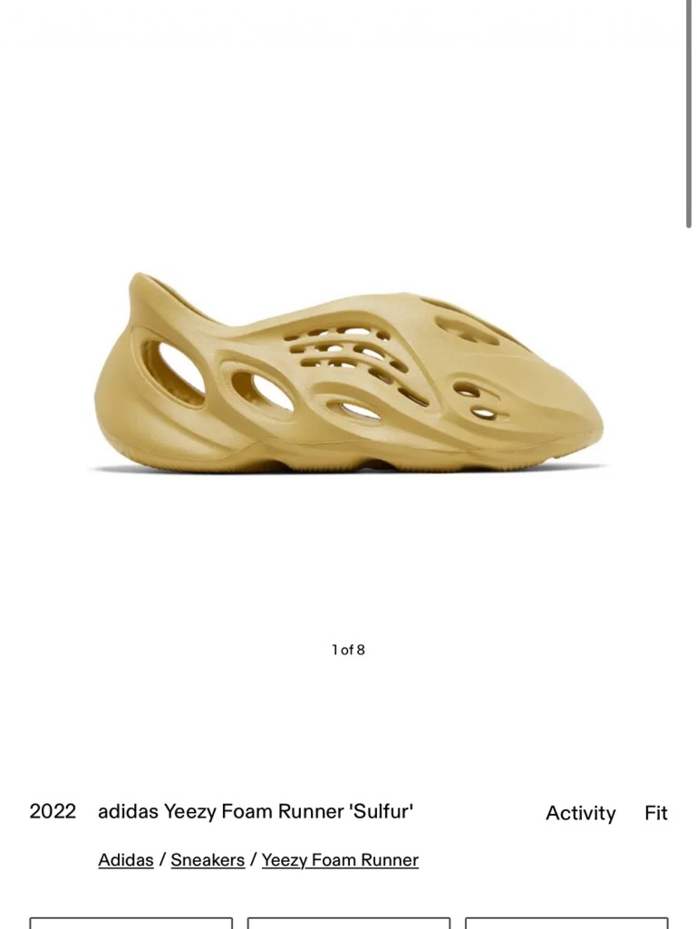 Kids Adidas Yeezy Foam Runner in Sulfur! Size 13! So cool!